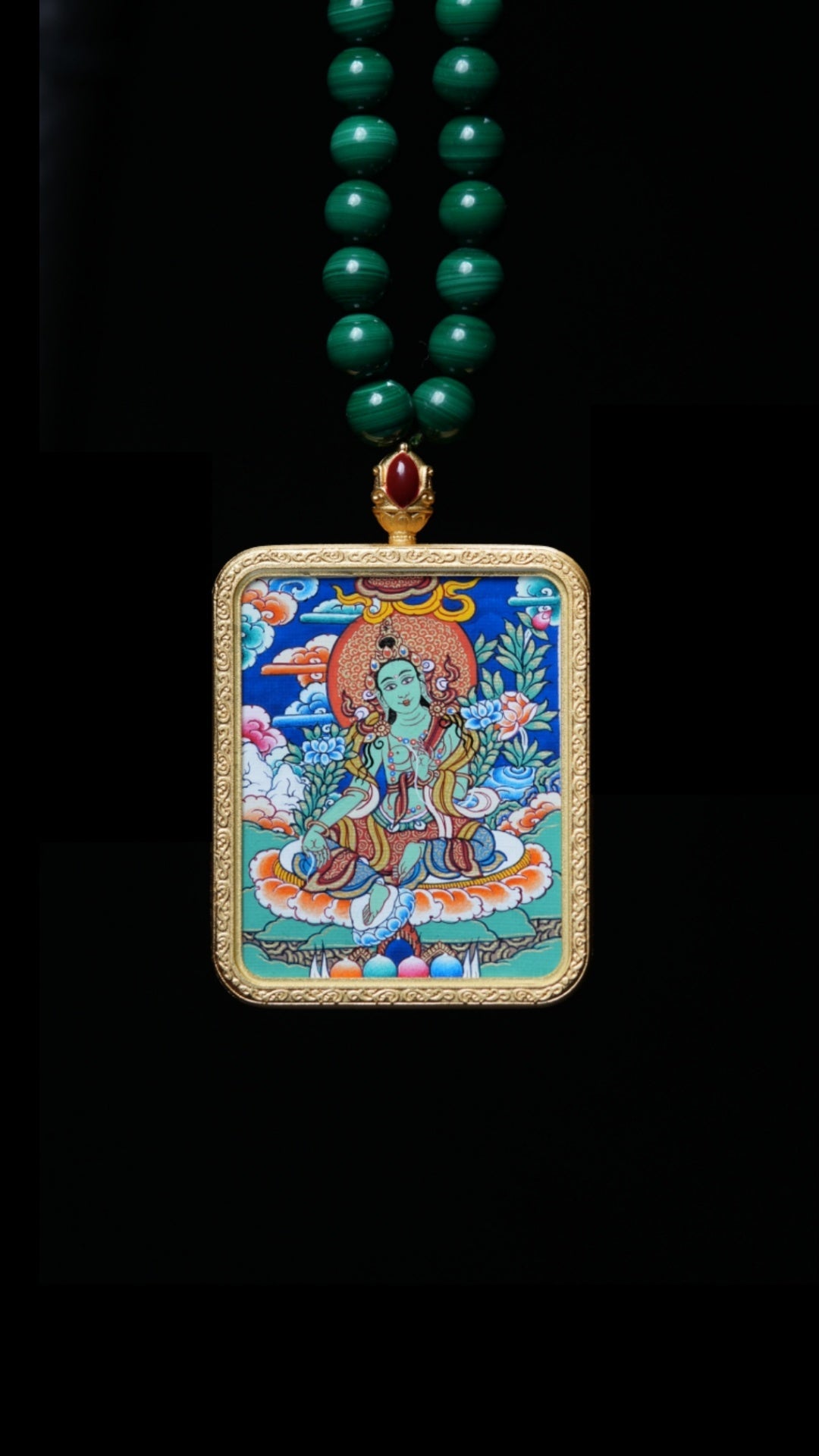 Green Tara Thangka - CAI Tang craftsmanship【绿度母】 - GongQiu ICH